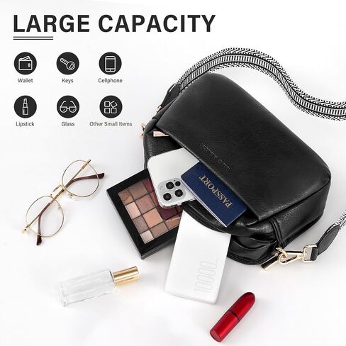 LONG VACATION Crossbody Bags Women Triple Compartment Purse Vegan Leather Shoulder Handbag with Wide Adjustable Strap in Saudi Arabia