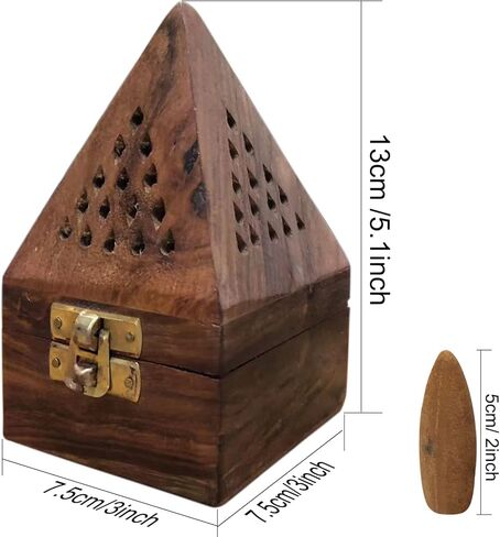 5 بوصة يدويا الكلاسيكية خشبية الهرم البخور حامل المخروط ث / 10 قطعة 2 بوصة الهند كبير ارتداد البخور المخاريط لشلال in Kuwait