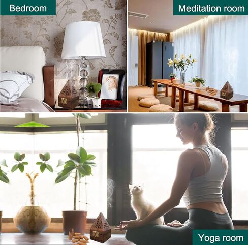 5 بوصة يدويا الكلاسيكية خشبية الهرم البخور حامل المخروط ث / 10 قطعة 2 بوصة الهند كبير ارتداد البخور المخاريط لشلال in Kuwait