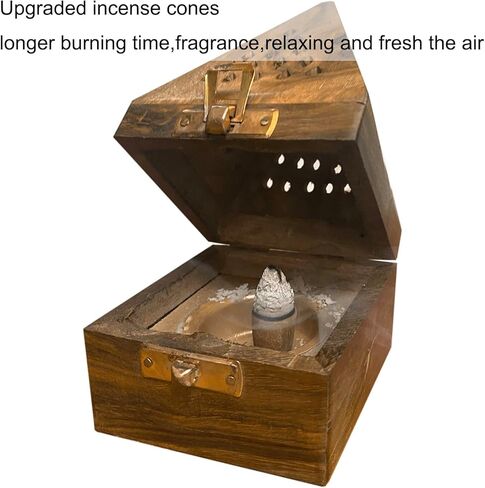 5 بوصة يدويا الكلاسيكية خشبية الهرم البخور حامل المخروط ث / 10 قطعة 2 بوصة الهند كبير ارتداد البخور المخاريط لشلال in Kuwait