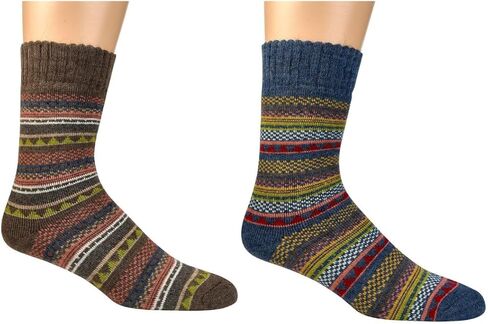 Leo Design 2 Pairs of Norwegian Wool Socks Men, Nordic Hygge with Alpaca wool, Thermal Knitted Crew Soft Warm, Multicolored in Saudi Arabia