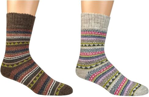 Leo Design 2 Pairs of Norwegian Wool Socks Men, Nordic Hygge with Alpaca wool, Thermal Knitted Crew Soft Warm, Multicolored in Saudi Arabia