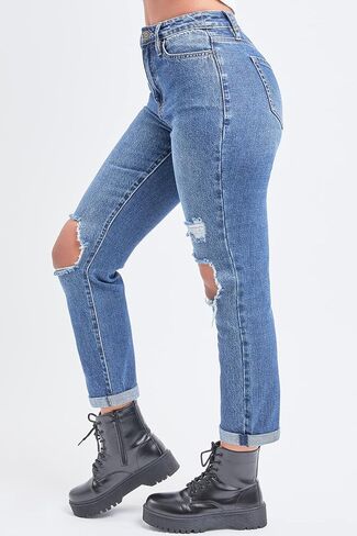 YMI Women's Junior Hybrid Dream High-Rise Mom Fit Ankle Jean in Kuwait