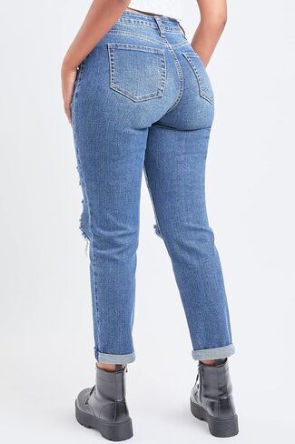 YMI Women's Junior Hybrid Dream High-Rise Mom Fit Ankle Jean in Kuwait