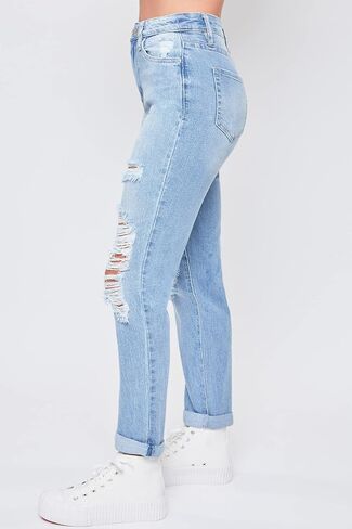 YMI Women's Junior Hybrid Dream High-Rise Mom Fit Ankle Jean in Kuwait