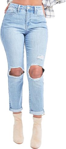 YMI Women's Junior Hybrid Dream High-Rise Mom Fit Ankle Jean in Kuwait