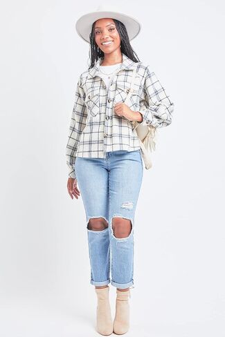 YMI Women's Junior Hybrid Dream High-Rise Mom Fit Ankle Jean in Kuwait