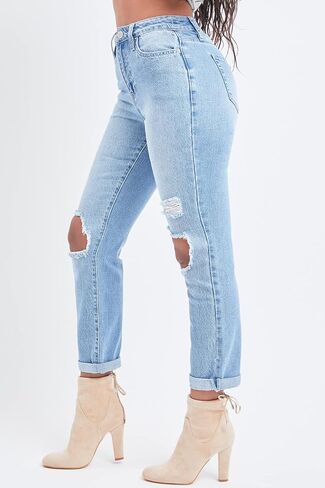 YMI Women's Junior Hybrid Dream High-Rise Mom Fit Ankle Jean in Kuwait
