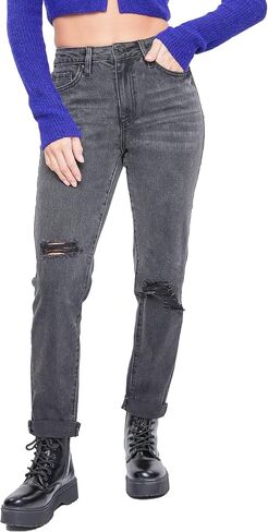 YMI Women's Junior Hybrid Dream High-Rise Mom Fit Ankle Jean in Kuwait