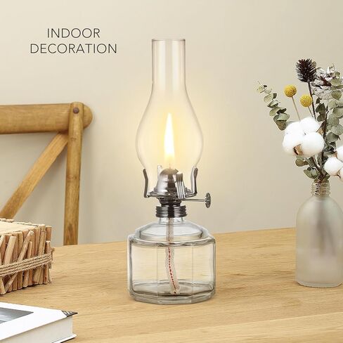 2 Pack Rustic Oil Lamp Large Vintage Glass Kerosene Lamp Chamber Oil Lamps for Indoor Use Home Decor Classic Old Hurricane Oil Lamp for Emergency Lighting 12.5'' in Kuwait