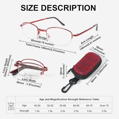 DXYXYO 2 Pack Folding Reading Glasses for Women, Half Rimless Small Pocket Metal Readers Mens Blue Light Blocking in Saudi Arabia