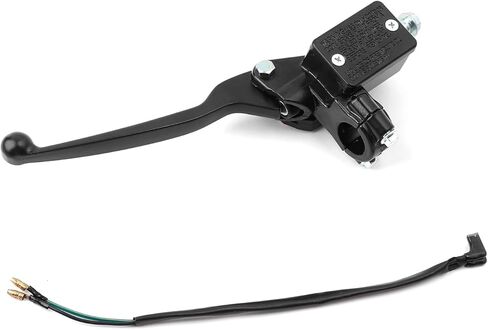 Minho Motorcycle Disc Brake Master Cylinder Left Side in Aluminium Alloy Material Come with Brake Swith Line Compatible with Chinese GY6 4-Stroke Scooter Moped Taotao 50ATM, Black Color in Saudi Arabia