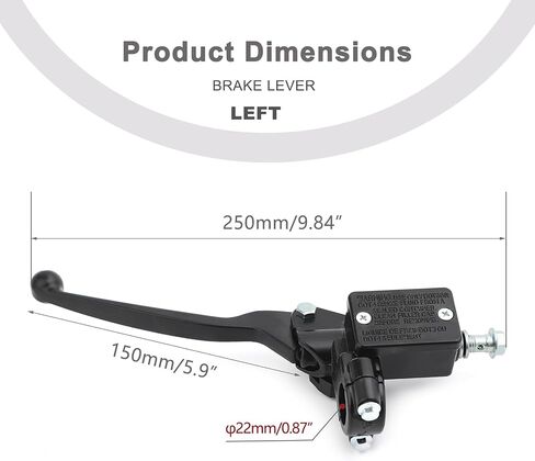 Minho Motorcycle Disc Brake Master Cylinder Left Side in Aluminium Alloy Material Come with Brake Swith Line Compatible with Chinese GY6 4-Stroke Scooter Moped Taotao 50ATM, Black Color in Saudi Arabia
