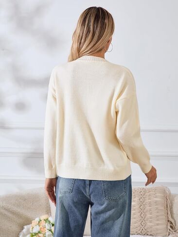 Verdusa Women's Button Down Cardigan Sweaters Long Sleeve V Neck Knit Jacket with Pockets in Saudi Arabia