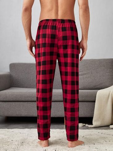 Floerns Men's Plaid Print Pajama Pants Elastic Waist Comfy Sleepwear Bottom in Saudi Arabia