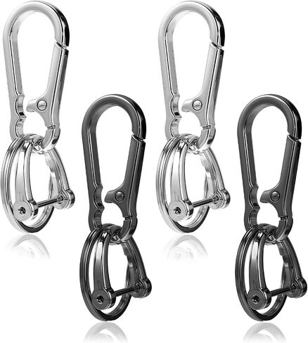 4Pcs Metal Keychain, Keychain Clip with D-Shaped Buckle, Keyring Key Chain Ring Chain Holder Organizer for Home Car Keys Men and Women in Saudi Arabia