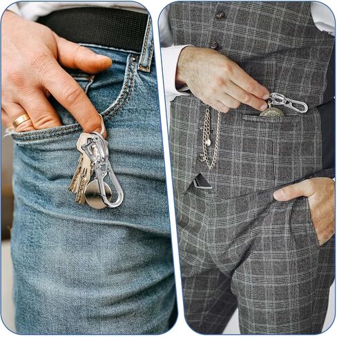 4Pcs Metal Keychain, Keychain Clip with D-Shaped Buckle, Keyring Key Chain Ring Chain Holder Organizer for Home Car Keys Men and Women in Saudi Arabia