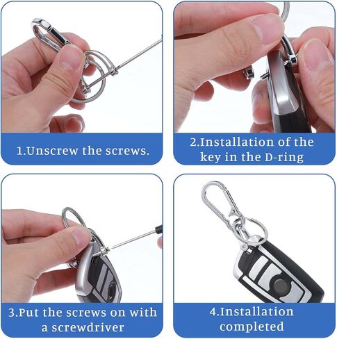 4Pcs Metal Keychain, Keychain Clip with D-Shaped Buckle, Keyring Key Chain Ring Chain Holder Organizer for Home Car Keys Men and Women in Saudi Arabia