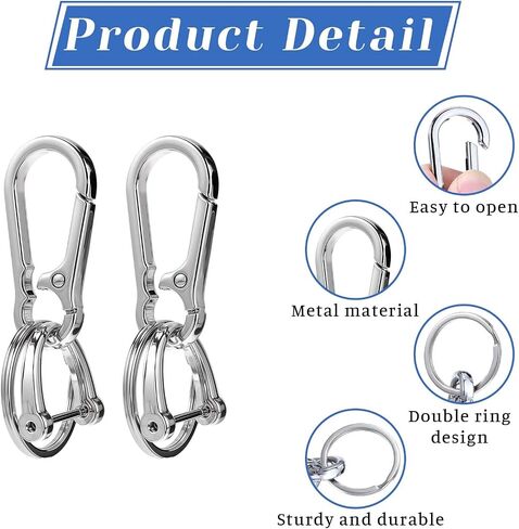 4Pcs Metal Keychain, Keychain Clip with D-Shaped Buckle, Keyring Key Chain Ring Chain Holder Organizer for Home Car Keys Men and Women in Saudi Arabia