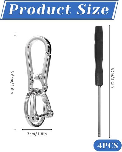 4Pcs Metal Keychain, Keychain Clip with D-Shaped Buckle, Keyring Key Chain Ring Chain Holder Organizer for Home Car Keys Men and Women in Saudi Arabia