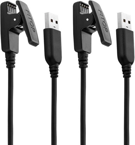 JIUJOJA لشاحن Garmin Forerunner 735xt، كابل بيانات متزامن ومشبك شحن وقطعتين من واقي الشاشة الزجاجي المقوى عالي الدقة مجانًا لساعة Garmin Forerunner 735 الذكية in Saudi Arabia