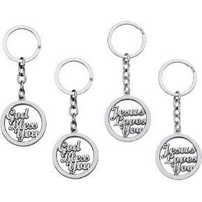 Blessings Set of 4 Jesus Loves You & God Bless You Keychain-Stylish&Durable Key Organizer, Perfect Surprises forEvery Occasion,Adorable Accessories for Keys&Bags,Ideal for Active Lifestyle