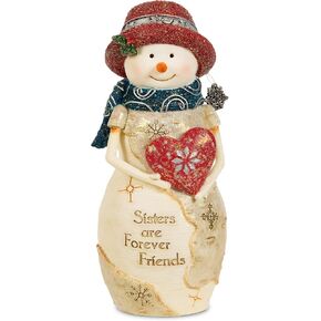 Pavilion Gift Company Sister-Christmas Snowman Figurine, Beige, Multicolor