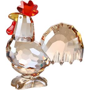 Crystal Rooster Animal Collectible Cute Figurine Ornament Gifts Home Decor (Gold)