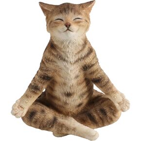 Veronese Design 3 3/8 Inch Brown Tabby Yoga Cat Lotus Pose Resin Animal Minature Figurine