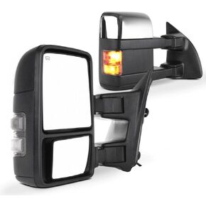 SCITOO Tow Mirrors Compatible with for 1999-2007 For Ford For F250/F350/F450/F550 Super Duty Pickup Truck Mirrors Power Adjusted Heated Turn Signal Light Chrome Housing Towing Mirrors LH RH