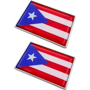 2 Pcs 3D Puerto Rico Puerto Rican Flag Metal Car Stickers Chrome Decals,2.3 x 1.6 Inch Metal Truck Stickers,Patriotic Car Motorcycle Emblem.