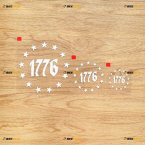 1776 Flag 13 Stars Circle Sticker Decal Vinyl 09242a - 3 Pack White, 2 Inches, 3 Inches, 5 Inches - No Background for Car Boat Laptop Cup Phone