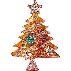 Christmas Tree Brooch Pin Lapel Rhinestone Crystal Enamel Christmas Xmas Brooches and Pins for Women Girls Holiday Winter Party Jewelry