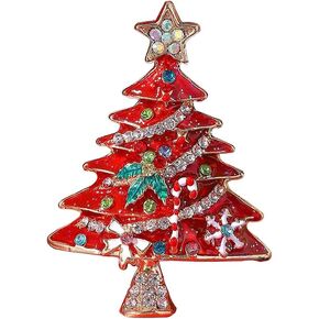 Christmas Tree Brooch Pin Lapel Rhinestone Crystal Enamel Christmas Xmas Brooches and Pins for Women Girls Holiday Winter Party Jewelry in Saudi Arabia