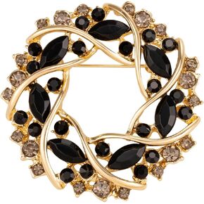 Womens Wreath Spiral Brooch Pin Crystal Brooch for Women
