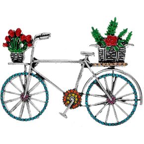 Bicycle Brooch Pins,Crystal Rhinestone Lapel Brooch Pins Colorful Cubic Zirconia Collar Pins Vintage 70s 80s Bike Lapel Brooches Jewelry Gift for Women Men