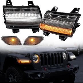 KEWISAUTO LED Sequential Flashing Turn Signal & Side Marker Lights Kit for Wrangler JL, Fender Flares Lights Wheel Eyebrow Light DRL for Jeep Wrangler JL 2018-2022 Accessories