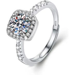 Moissanite Adjustable Engagement Ring, Promise Eternity Ring for Women,Wedding Rings,Jewelry Gift,Friendship Promise Fashion Jewelry Valentine Gifts for Women