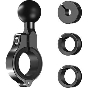 1 inch Ball Mounts Handlebar Mount Base Aluminum Alloy, 1" Ball Adapter with 1" TPU Ball for Round Rail Diameter 0.5"/0.87"/1"/1.26", Compatible with RAM Mounts B Size Double Socket Arms