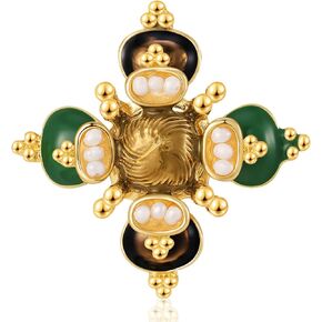 Vintage Baroque Pearl Cross Brooch Pins for Women