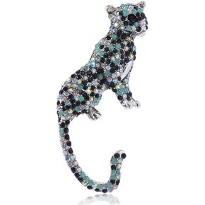Fashion Leopard Lapel Brooch Pin Crystal Rhinestone Animal Pins Clip Collar Suit Jackets Coat Dress Backpacks Bags Brooches Pins Cool Jewelry Gifts for Women Girls Men Decoration
