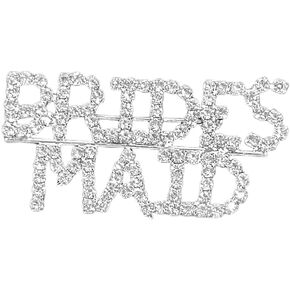 Rhinestone Bride Brooch Pin for Women Girls Fashion Crystal Letter Wedding Bouquet Brooches Lapel Pins Delicate Dress Accessories Jewelry Gift for Bachelorette & Bridal (Bridesmaid)