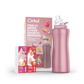 Cirkul 32oz. Matte Periwinkle Stainless Steel Water Bottle Starter Kit with Periwinkle Lid, 2 Flavor Cartridges (1 LifeSip Blackberry Blueberry, 1 GoSip Berry Blue Punch) Zero Calories and No Sugar