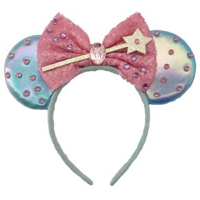 Bow Ears Headbands for Women, Blue Fairy Star Magic Mouse Ears Headbands, Costume Birthday Party Decorations Hair Accessory