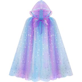 PHOGARY Colorful Princess Cape Princess Cloak Princess Hooded Cape for Girls, Princess Fancy Dress Halloween Costume Cape Carnival Birthday Party Cosplay Princess Dress Up for Girls