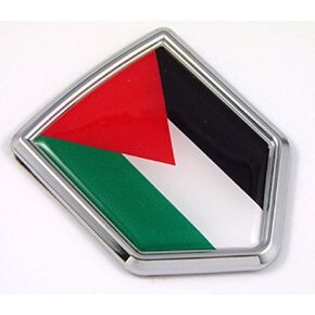 Palestine, Palestinian Flag Chrome Emblem Shield Shape Car Decal Sticker Bike Crest Badge