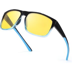 TJUTR Night Vision Driving Glasses for Men, Polarized Yellow Lens Anti Glare & Enhance Vision Glasses for Night Time