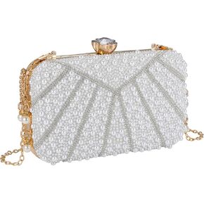 CHIC DIARY Women Pearl Crossbody Bag Wedding Guest Purse Pearl Beaded Evening Clutch Wallet for Prom