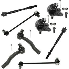 TRQ Front Steering & Suspension Kit Ball Joint Sway Bar Stabilizer Link Tie Rod Compatible with 2003-2008 Toyota Corolla