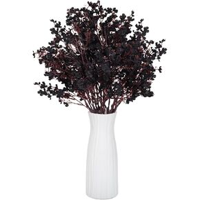 RECUTMS 6Pcs Artificial Babys Breath Flowers in Ceramic Vase Fake Silk Gypsophila Bouquet Bulk for Wedding Valentine's Day Arrangement Indoor Home Kitchen Office Table Centerpiece Decor (Red)